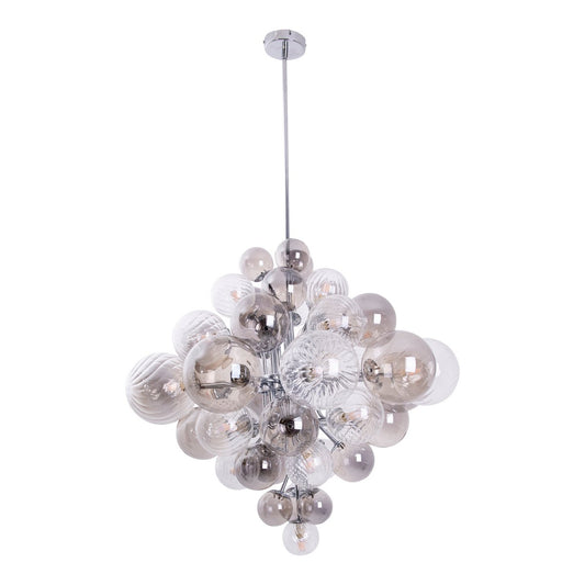 Pendellampa "SPHERE" Ø 75 cm, av metall och glas med olika strukturer, belysning för vardagsrum, matsal eller kontor.