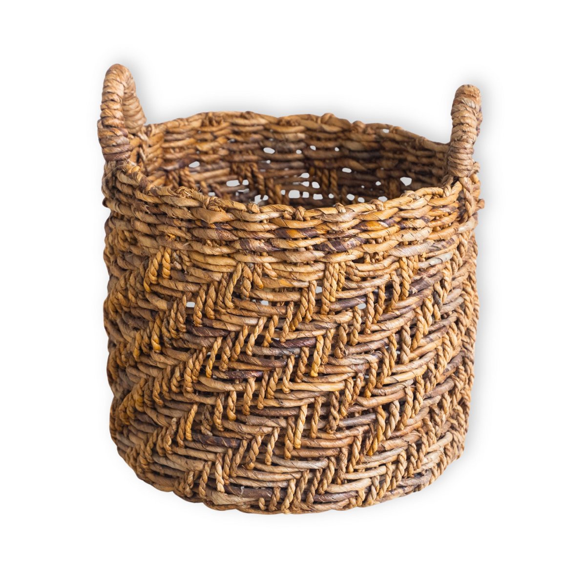 Boho Laundry or Plant Basket – Round Woven Storage Basket – Decorative Basket Made of Banana Fibre (3 sizes Ø 25/32/38 cm) RINJANI