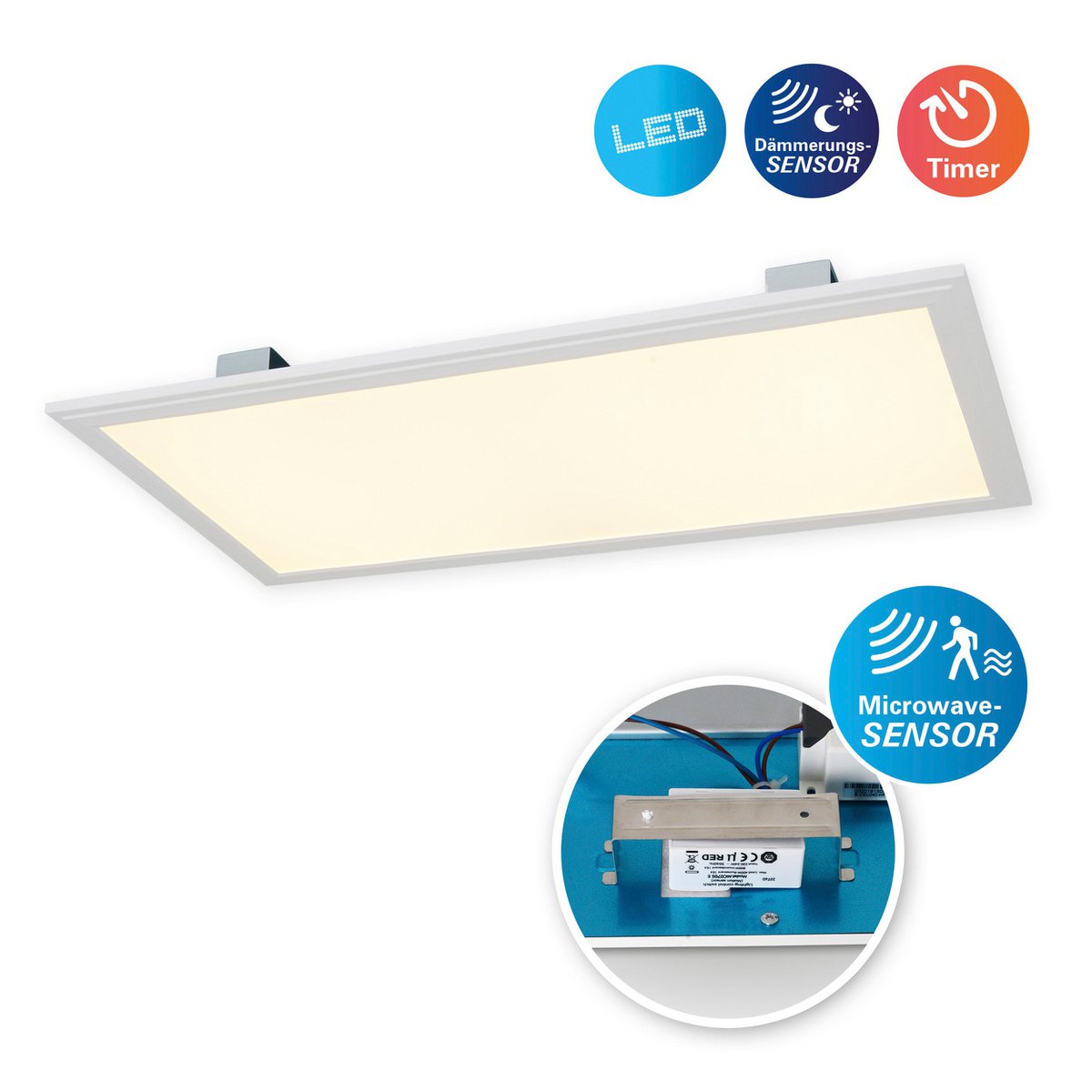 LED sensor panel "Alegre" length 59.5cm, many functions, mounting lamp including bracket made of metal and plastic, integrated LEDs warm white