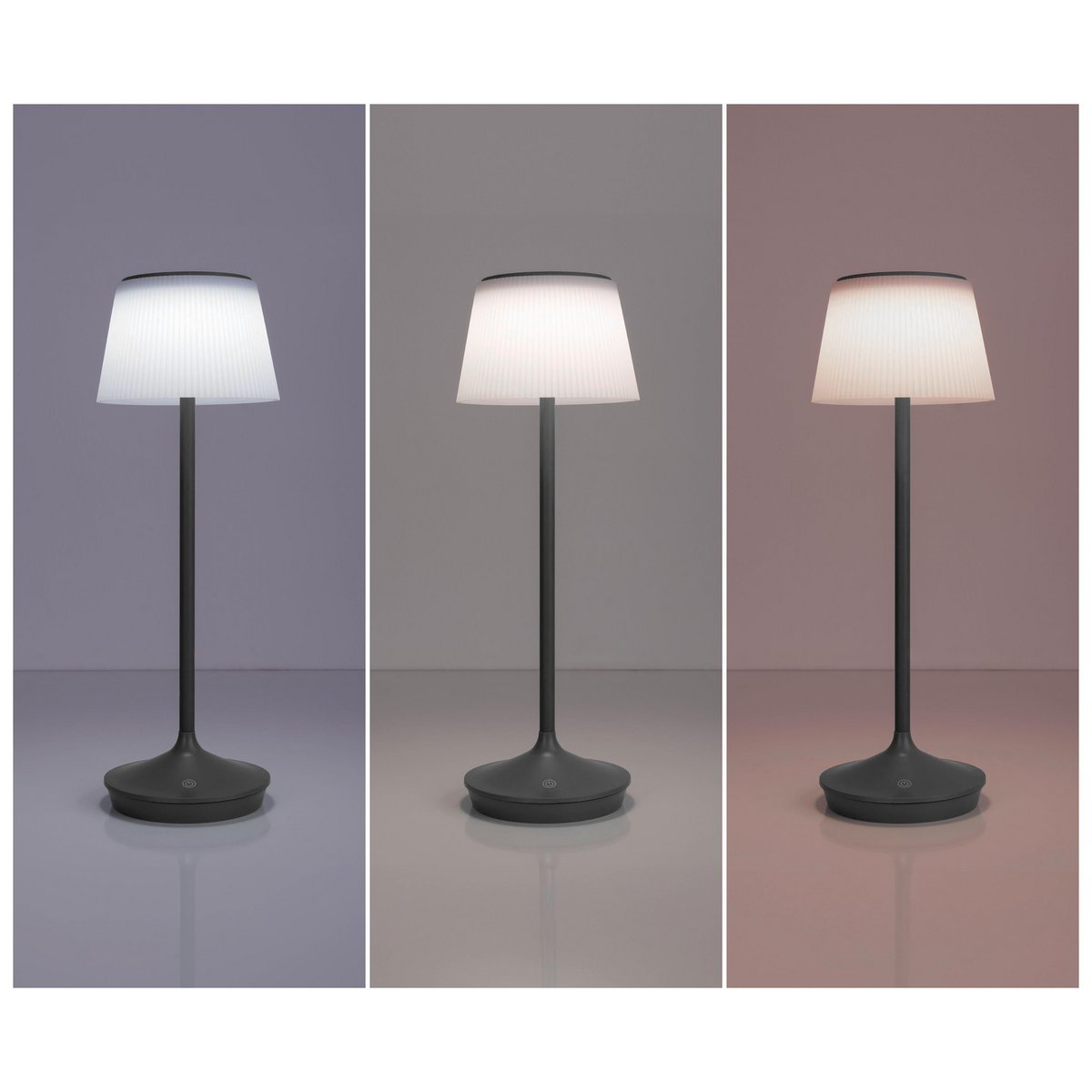 LED Leuchte "EMMI" für Außen und Innen, Tischlampe aus Metall und Kunststoff , mit fest verbauten LEDs, LED Tischlampe für Balkon, Terrasse, Garten, Wohnzimmer, Wintergarten, ca. 38 cm hoch