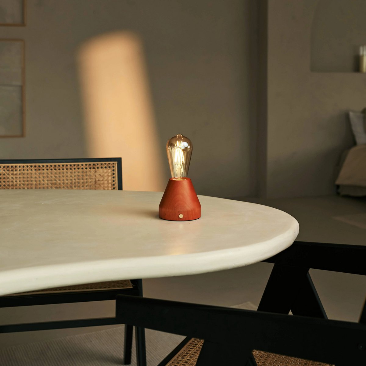 Zavi Chestnut Brown Rechargeable Table Lamp
