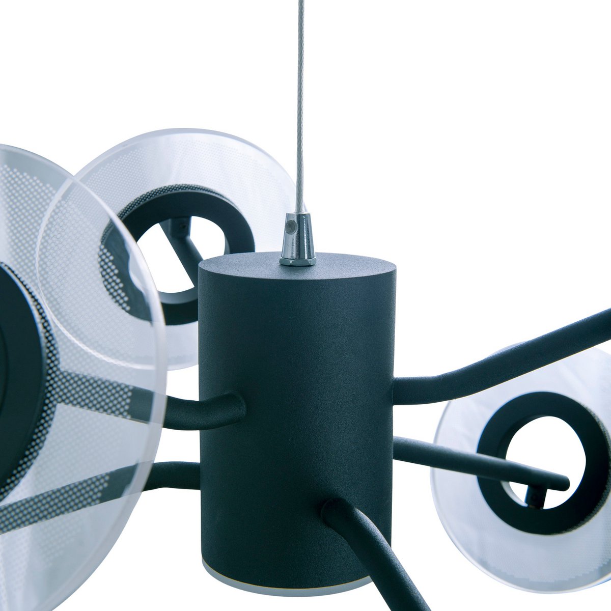 LED Pendelleuchte "DISCUS" aus schwarzem Metall und weißem Kunststoffmit fest verbauten LEDs, Hängelampe für Esszimmer, Wohnzimmer, Diele oder Büro mit einem Øvon ca. 57 cm