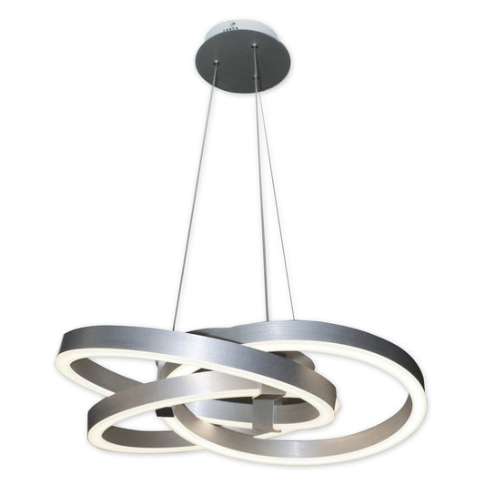 Smart Home LED-pendellampa "Divora" Ø 58cm, taklampa av metall, borstad aluminium och vit plast, med många funktioner, fast inbyggda lysdioder, belysning för vardagsrum, matsal, kontor eller hall