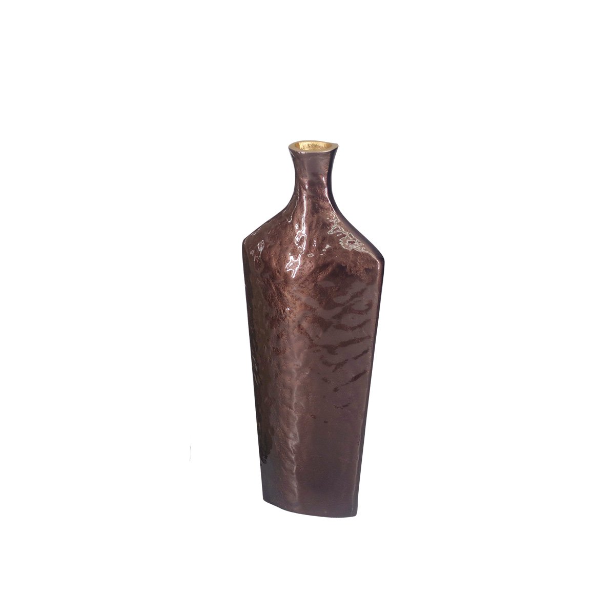 Brown vase in aluminum 17x8x40.5cm