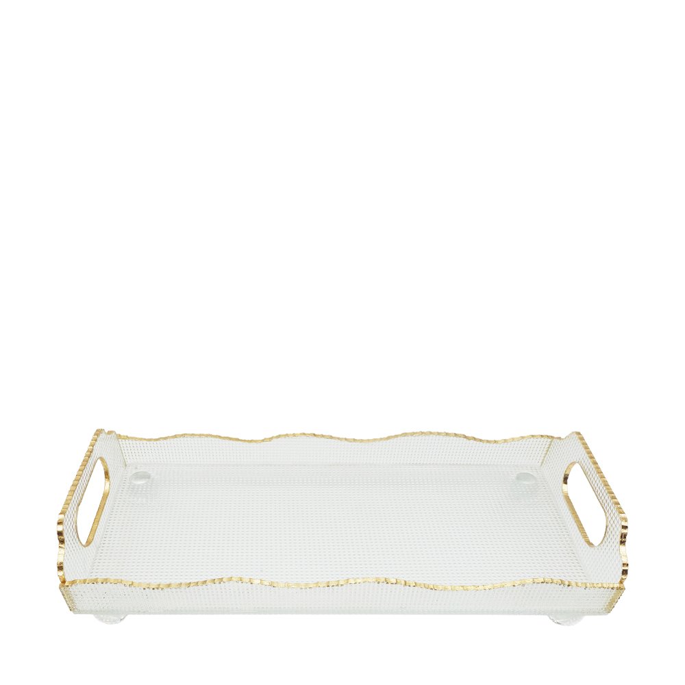 Rectangular gilded edge in glass 38x17.5x9.5cm