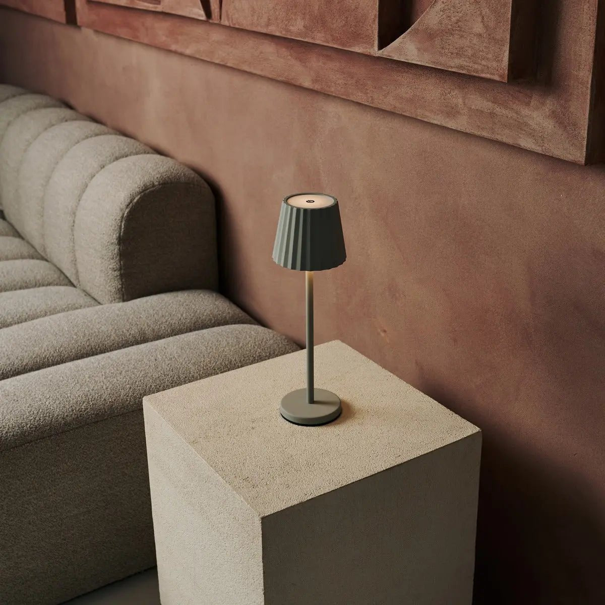 Maya Shadow Grey Ribbed Table Lamp