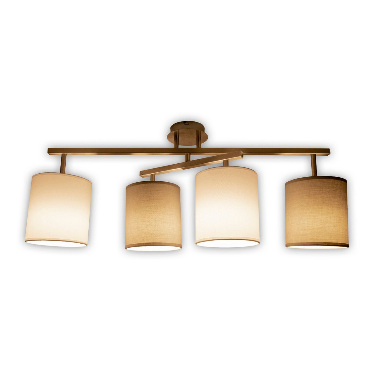 4 taklampa "Tilde", klassisk taklampa i metall och textil i grått med E27-sockel, 82 cm lång, skärmarna är justerbara, perfekt för vardagsrum, matsal och sovrum