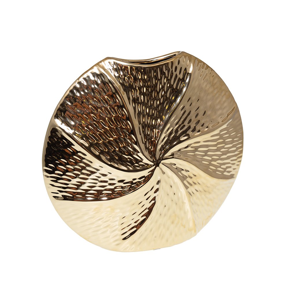 Guldfärgad spiralvas i keramik 23x6x21,5 cm