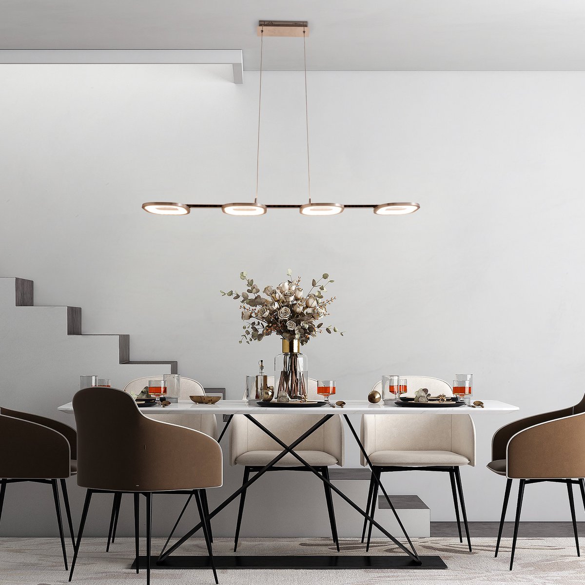 LED-pendellampa "Beam" i metall och plast i stål-blank, med integrerad LED