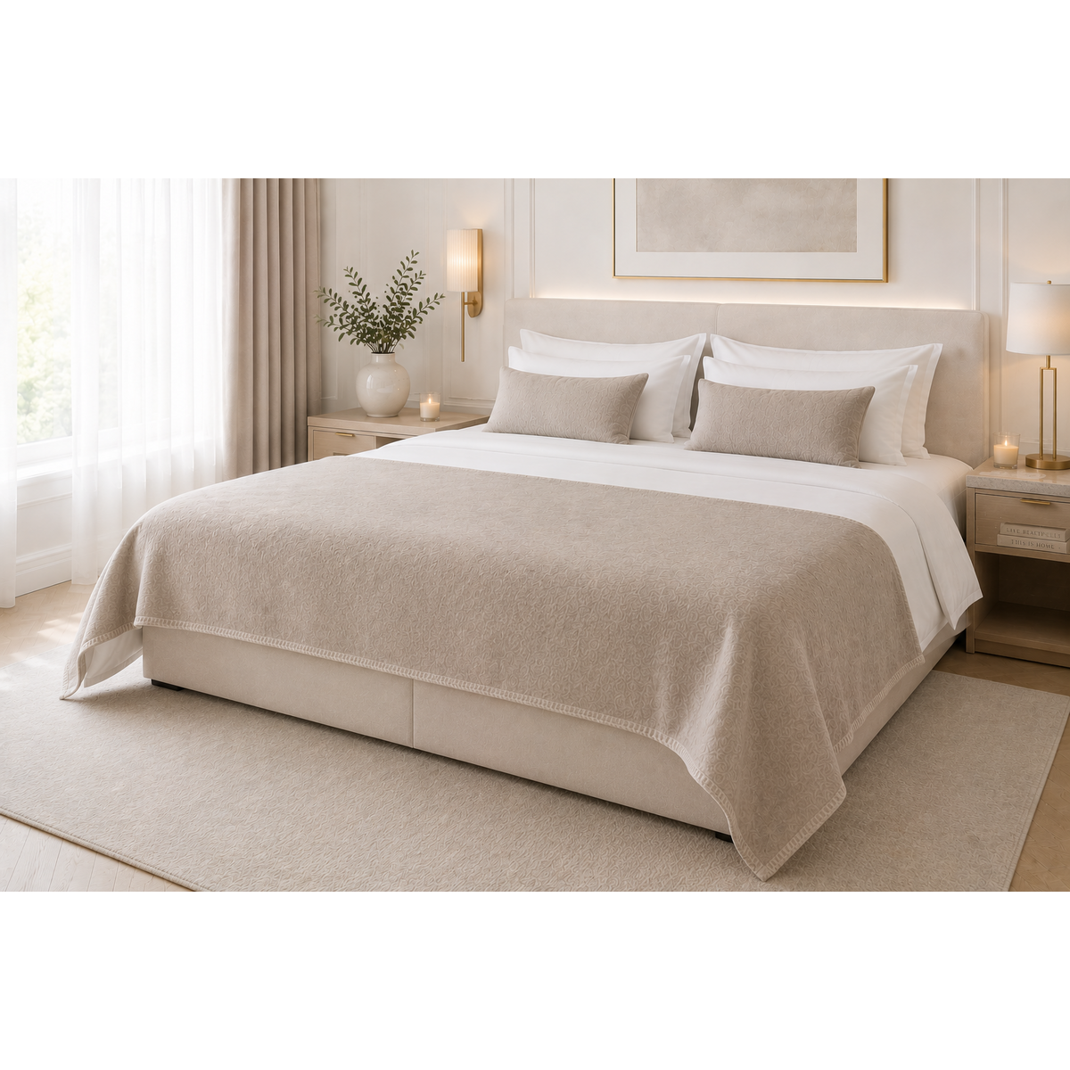 Wool bed runner ECO FOSSIL - 130 x 250 cm