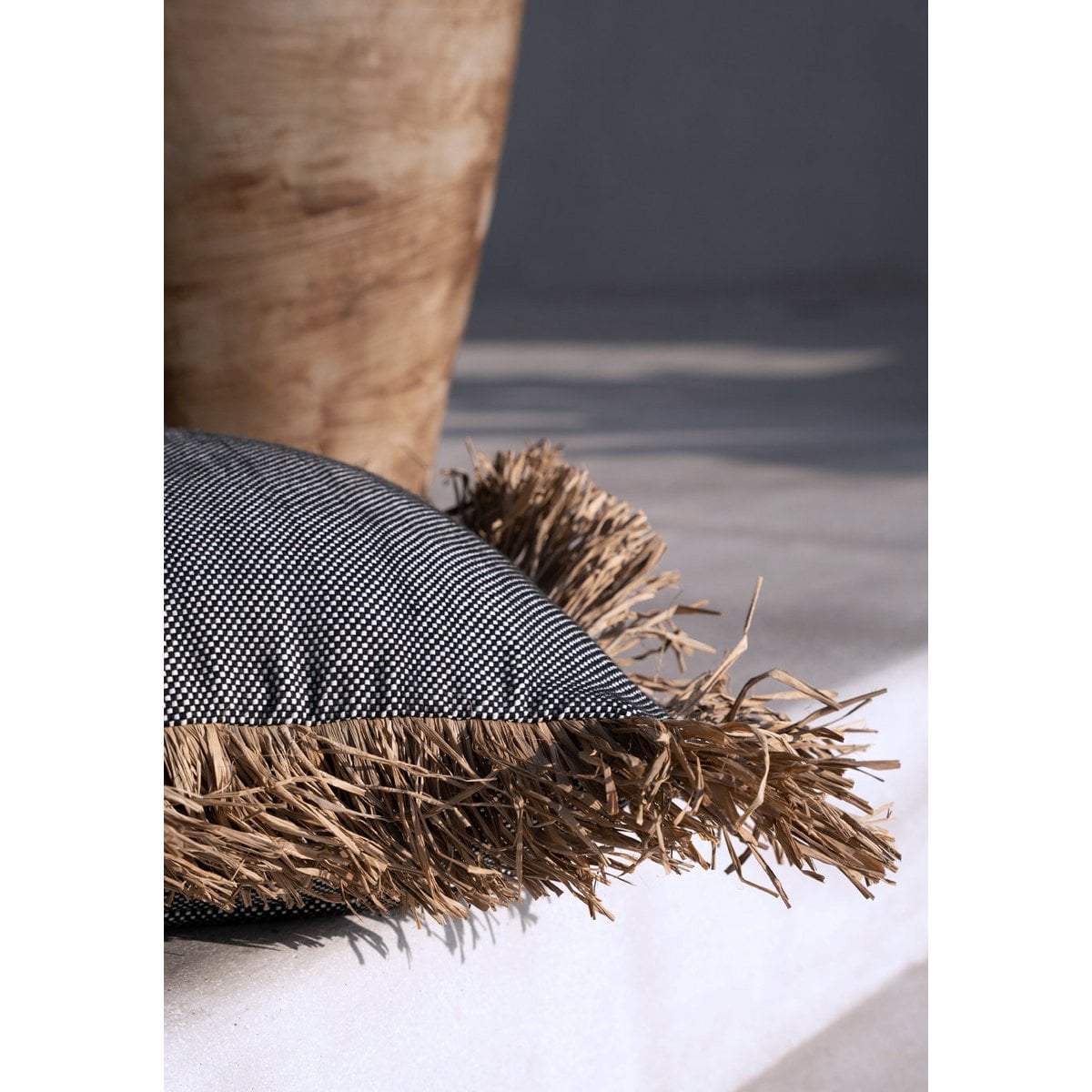 The Cotton Bonita Cushion Cover - Natural Black - 40x40