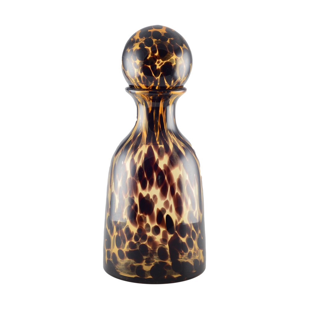 BROWN GLASS CARAFE WITH CAP 14X14X32.5CM