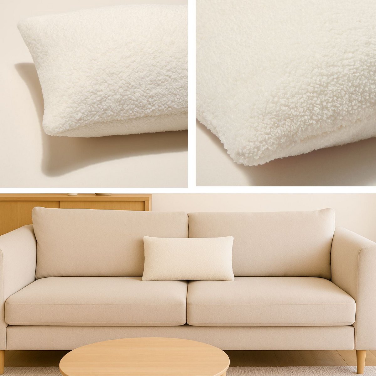 Decorative Cushion Teddy Ivory 30x50 cm