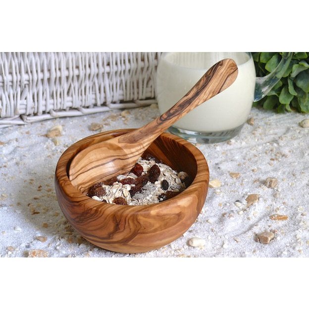 Olive wood cereal bowl Ã˜ 14 cm without spoon