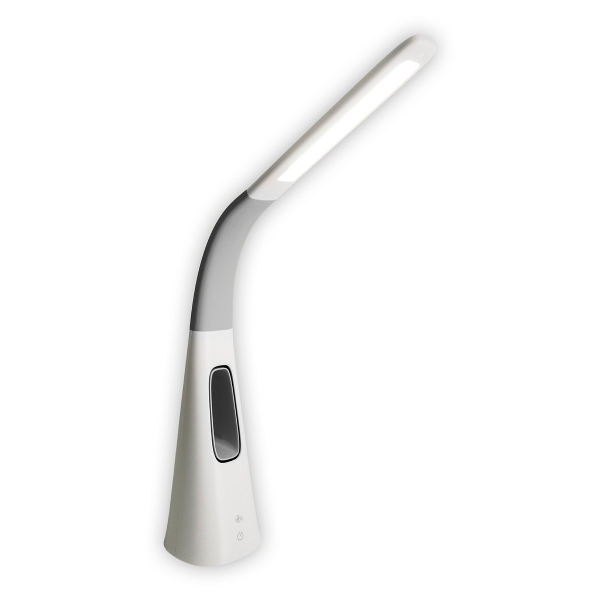 LED table light "Ventu" with fan, with touch, dimmable, made of white plastic, firmly built-in LEDs, 40 cm high